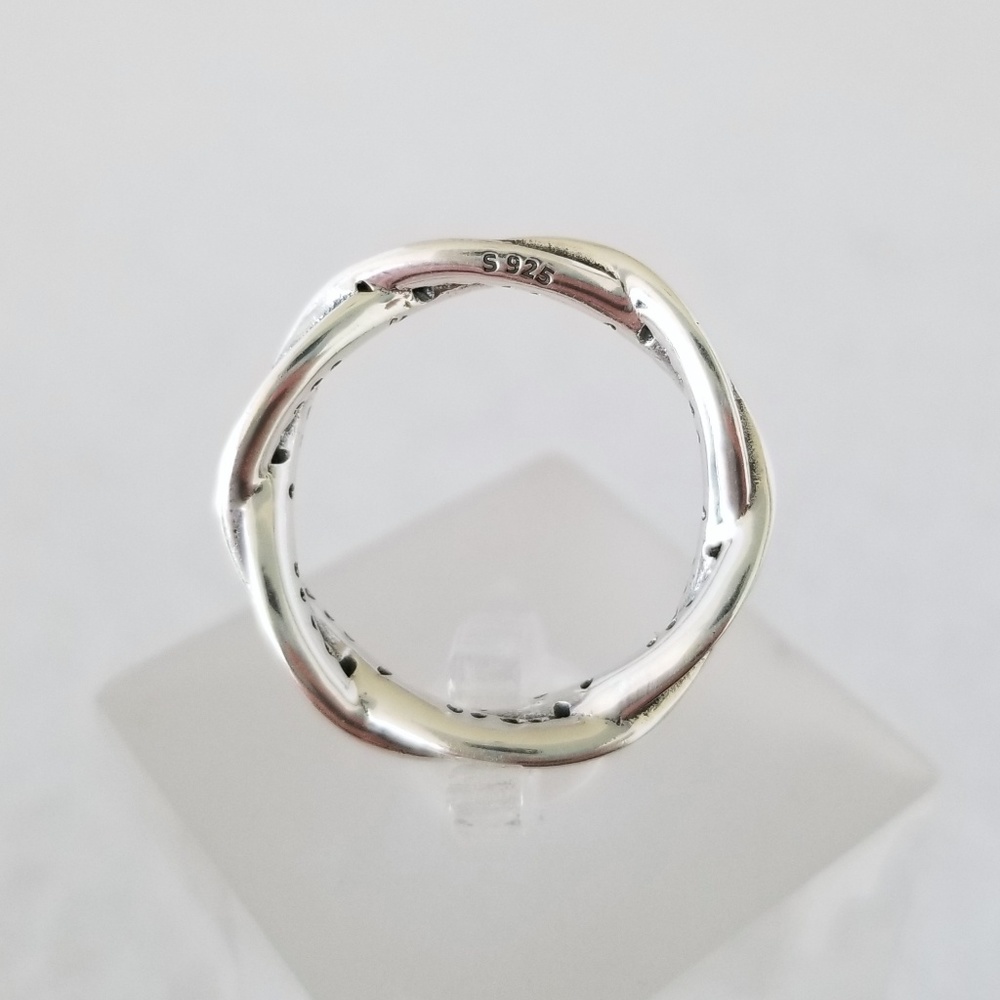 Sterling Silver Eternity Braided Pave Band - Picture 4 of 8